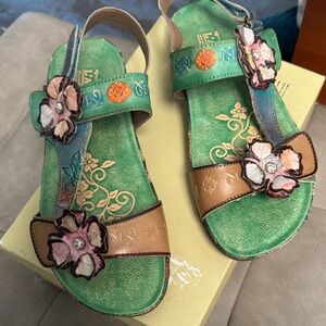 Spring Step L'Artiste Mint Multi Sandals